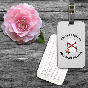 Étiquette À Bagage Nom personnalisé Alabama Drapeau et fleur Ensemble