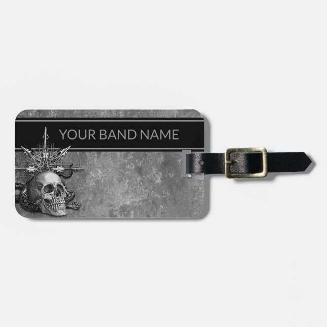 Étiquette À Bagage Nom personnalisé Bande Merch Rock & Roll Metal Sku (Devant horizontal)
