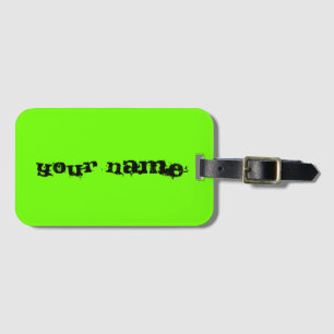 Étiquette À Bagage Nom personnalisé Bright Fluorescent Neon Green
