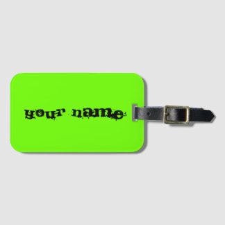 Étiquette À Bagage Nom personnalisé Bright Fluorescent Neon Green