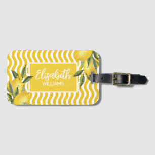 Étiquette À Bagage Nom personnalisé Citron méditerranéen d'été