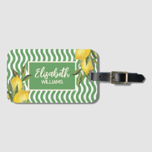 Étiquette À Bagage Nom personnalisé Citron méditerranéen d'été