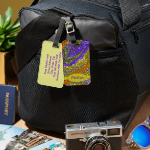 Étiquette À Bagage Nom personnalisé de conception de boîte Abstraite 