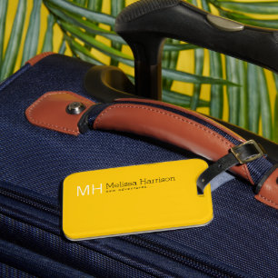 Étiquette À Bagage Nom personnalisé de couleur jaune vif