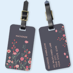 Étiquette À Bagage Nom personnalisé de l'art fleur sauvage