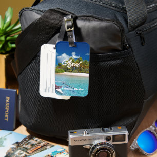 Étiquette À Bagage Nom personnalisé de l'île de vacances