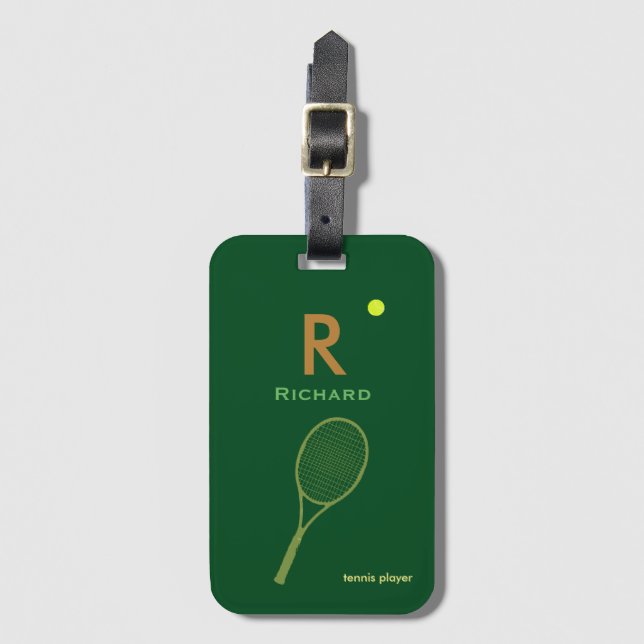 Étiquette À Bagage nom personnalisé du joueur de tennis (Devant Vertical)