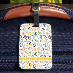 Étiquette À Bagage Nom personnalisé du Motif Alphabet Dinosaur Cute