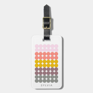 Étiquette À Bagage Nom personnalisé du Motif Retro Rainbow Dot Grid