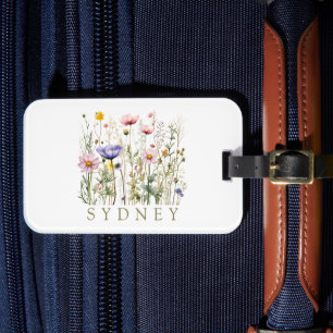 Étiquette À Bagage Nom personnalisé fleur sauvage