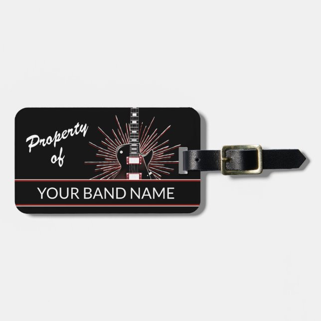 Étiquette À Bagage Nom personnalisé Guitare Band Merch Rock Roll Musi (Devant horizontal)
