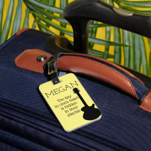 Étiquette À Bagage Nom personnalisé Guitare électrique minimaliste mo