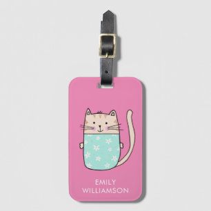 Étiquette À Bagage Nom personnalisé - image de chat mignon