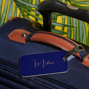 Étiquette À Bagage Nom personnalisé minimaliste bleu