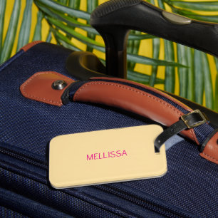 Étiquette À Bagage Nom personnalisé minimaliste crème 