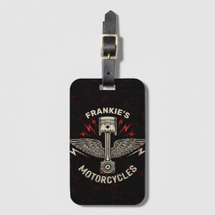 Étiquette À Bagage Nom personnalisé Motorcycle Piston Wings Biker Gar