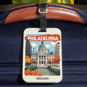 Étiquette À Bagage Nom personnalisé Retro Philadelphie
