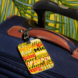 Étiquette À Bagage Nom personnalisé sur la typographie jaune