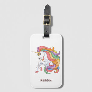 Étiquette À Bagage Nom personnalisé Unicorne colorée