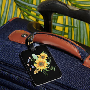 Étiquette À Bagage Nom personnel tournesol printemps