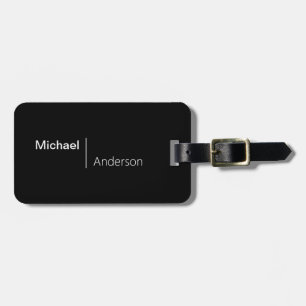 Étiquette À Bagage Nom simple   Adresse Balise Bagage noir et blanc