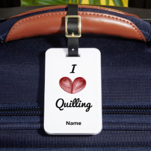 Étiquette À Bagage Nom sur, I (coeur) Quilling, étiquette de bagage
