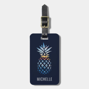 Étiquette À Bagage Nommé Ananas Tropical avec Arrière - plan modifiab