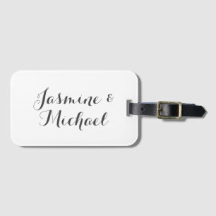 Étiquette À Bagage Noms de couple de calligraphie chic adorables 
