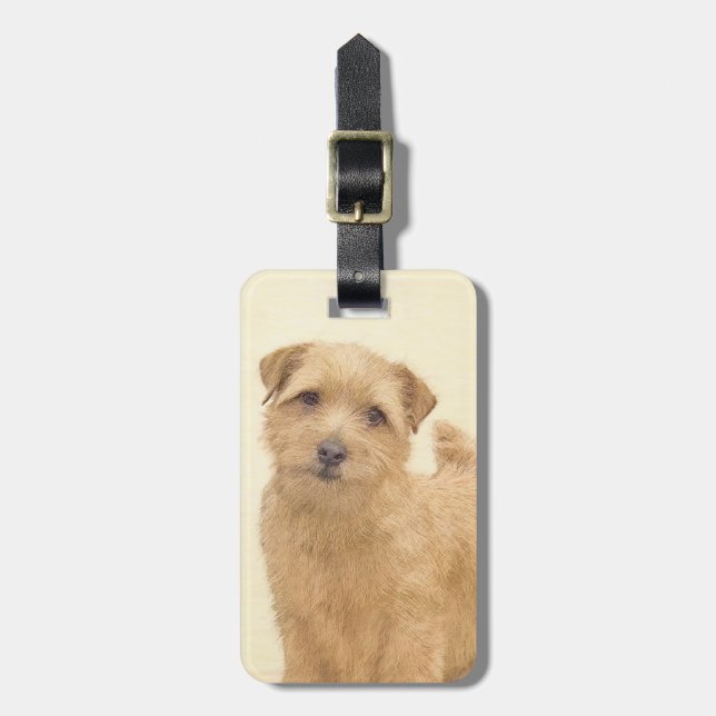 Étiquette À Bagage Norfolk Terrier Peinture - Art Chien original (Devant Vertical)