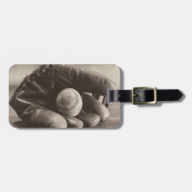 Étiquette À Bagage Nostalgie du baseball - Mitt et Baseball (Devant horizontal)