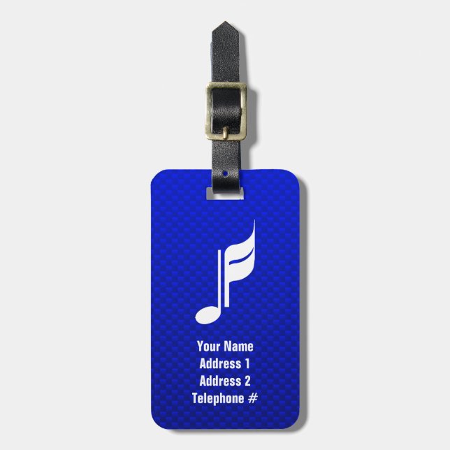Étiquette À Bagage Note de musique bleue (Devant Vertical)