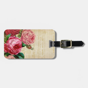 Étiquette À Bagage Notes de musique de style vintage avec des fleurs 