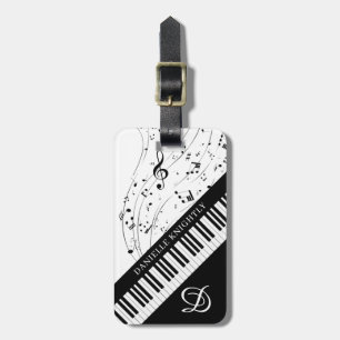 Étiquette À Bagage Notes de musique Piano personnalisées Nom du scrip