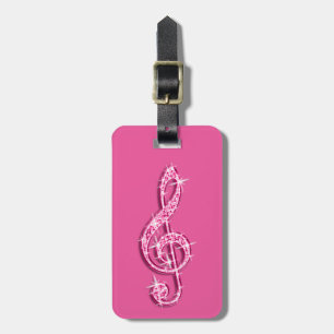 Étiquette À Bagage Notes scintillantes étincelantes roses de musique