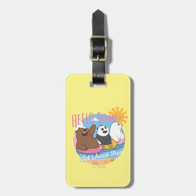 Étiquette À Bagage Nous Ours Nus - Bonjour été! Amusons-nous (Devant Vertical)