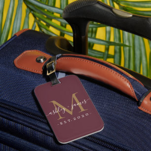 Étiquette À Bagage Nouveau marié M. Mme Monogram Noms Année Gold Burg