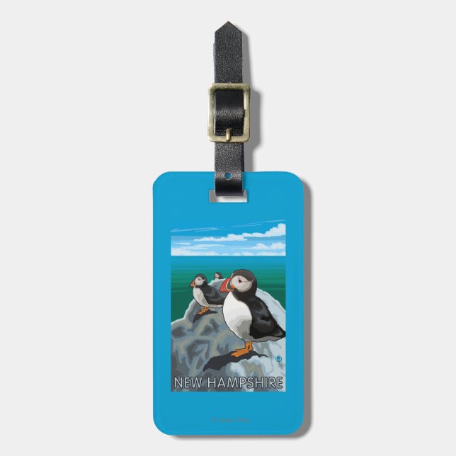 Étiquette À Bagage Nouvelle scène de HampshirePuffins (Devant Vertical)