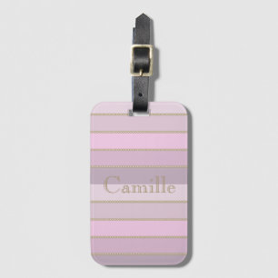 Étiquette À Bagage Nuances de rayures roses nom personnalisé