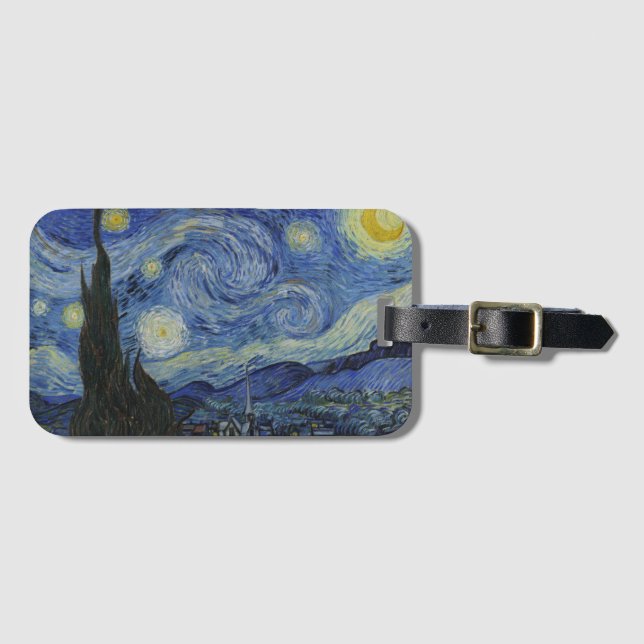 Étiquette À Bagage "Nuit étoilée" par Van Gogh (Devant Horizontal)