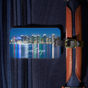 Étiquette À Bagage Nuit Skyline San Diego