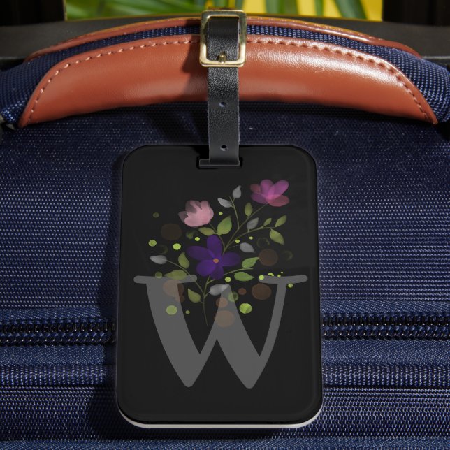 Étiquette À Bagage Numéro de la lettre initiale W Plus florale (Insitu Rectoal 2)