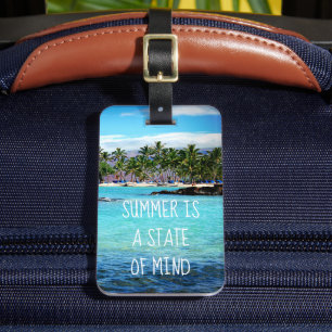 Étiquette À Bagage Océan bleu Hawaii et palmiers verts "l'été est"