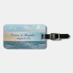 Étiquette À Bagage Océan de bleu de mariage de plage de paysage marin