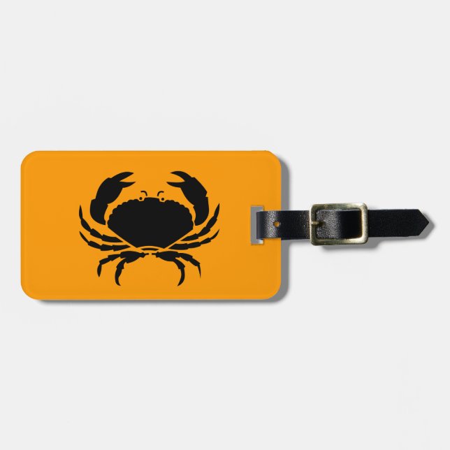 Étiquette À Bagage Ocean Glow_Black sur Orange Crab_personalisé (Devant horizontal)