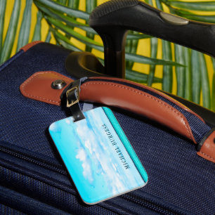 Étiquette À Bagage Ocean Sky Scene Travel Aqua Blue
