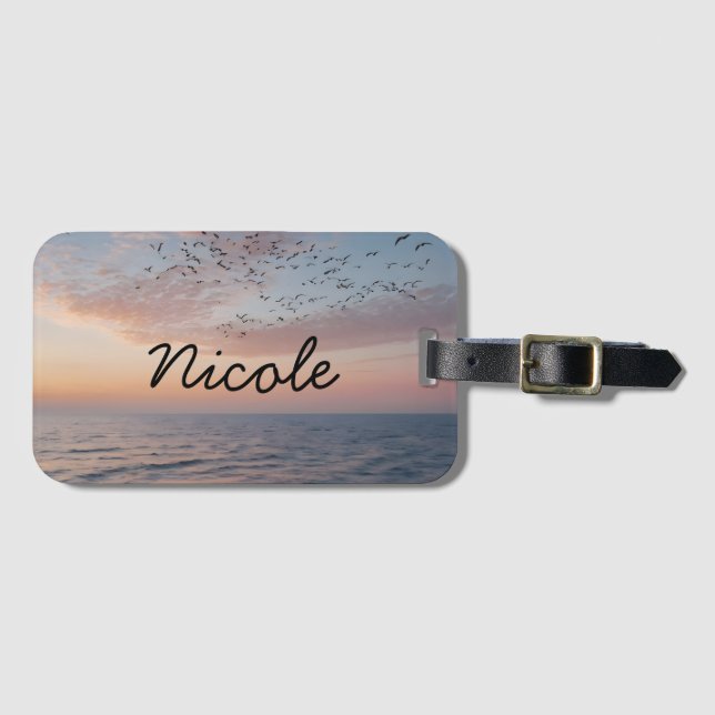 Étiquette À Bagage Ocean Sunset Summer Beach Waves personnalisée Lugg (Devant Horizontal)