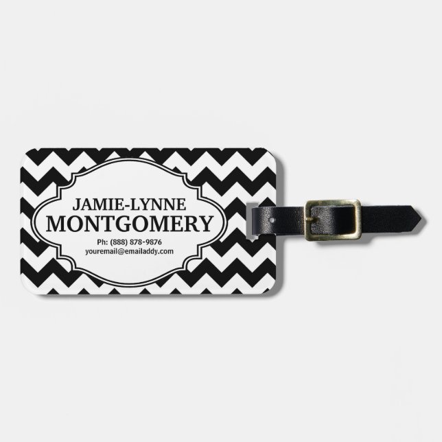 Étiquette À Bagage OEIL moderne ATTRAPANT le motif de Chevron (Devant horizontal)