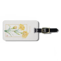 Œillet jaune aquarelle botanique nom personnalisé