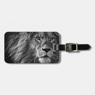 Étiquette À Bagage Oeuvre de Lion noir et blanc