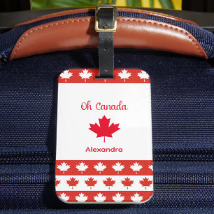 Étiquette À Bagage Oh Canada   Elégante feuille d'érable rouge
